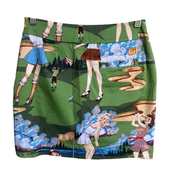 LOUDMOUTH LADIES | Birds Of Paradise Retro Pinup Girls Print Golf Skirt Skort 0 - Picture 2 of 12